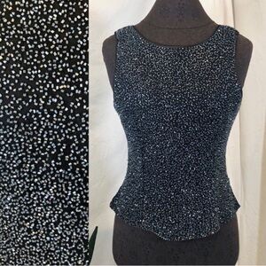 ❤️ LAST CHANCE Vintage 1980s-90s Laurence Kazar Tailored Sleeveless Beaded Top